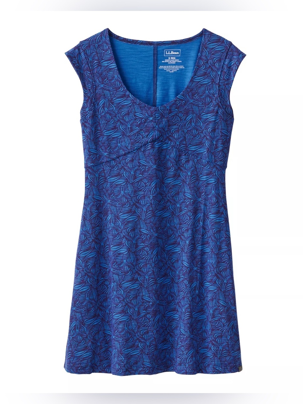 L.L. Bean Women's Beech Point Dress In Darkest Navy Botanical Size Small NWT